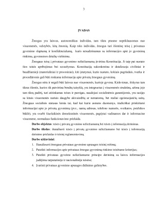 Teisės į privatų gyvenimo neliečiamumą bei teisės į informaciją derinimas. Paveikslėlis 3