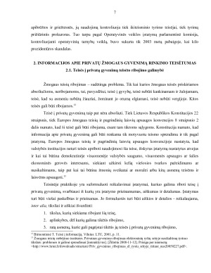 Teisės į privatų gyvenimo neliečiamumą bei teisės į informaciją derinimas. Paveikslėlis 7