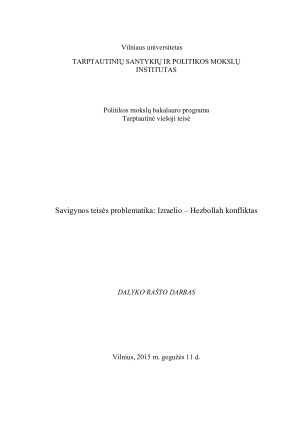 Savigynos teisės problematika. Izraelio – Hezbollah konfliktas