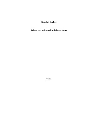 Seimo nario konstitucinis statusas