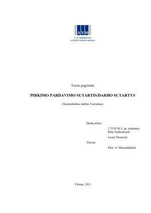 PIRKIMO PARDAVIMO SUTARTISDARBO SUTARTYS
