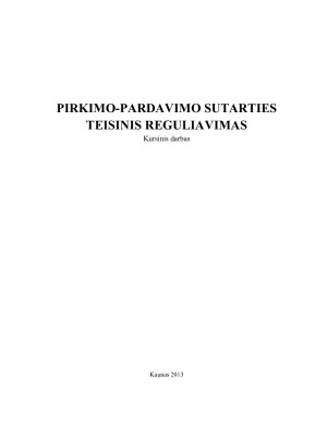 PIRKIMO-PARDAVIMO SUTARTIES TEISINIS REGULIAVIMAS