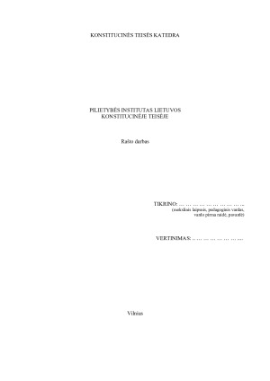 PILIETYBĖS INSTITUTAS LIETUVOS KONSTITUCINĖJE TEISĖJE