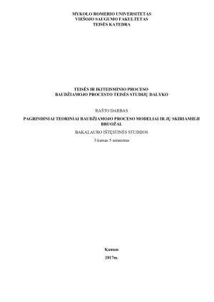 PAGRINDINIAI TEORINIAI BAUDŽIAMOJO PROCESO MODELIAI IR JŲ SKIRIAMIEJI BRUOŽAI