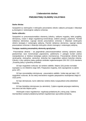 Pneumatinių cilindrų valdymas