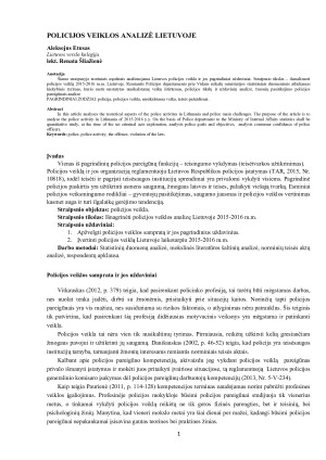 POLICIJOS VEIKLOS ANALIZĖ LIETUVOJE