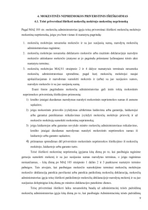 PRIVERSTINIS MOKESČIO IR SU JUO SUSIJUSIŲ SUMŲ IŠIEŠKOJIMAS. Paveikslėlis 9