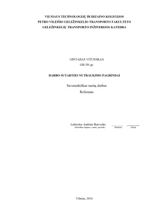 DARBO SUTARTIES NUTRAUKIMO PAGRINDAI