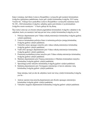 Kriminalinės žvalgybos subjektų struktūrinių padalinių, atliekančių kriminalinę žvalgybą, veiklos teisiniai pagrindai. Paveikslėlis 3