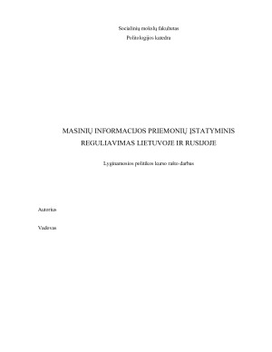 MASINIŲ INFORMACIJOS PRIEMONIŲ ĮSTATYMINIS REGULIAVIMAS LIETUVOJE IR RUSIJOJE