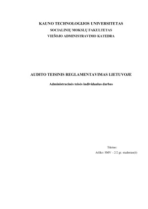 AUDITO TEISINIS REGLAMENTAVIMAS LIETUVOJE