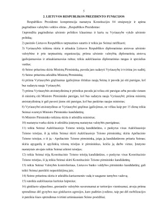 LIETUVOS RESPUBLIKOS PREZIDENTO FUNKCIJOS IR IŠSKIRTINIS TEISINIS STATUSAS. Paveikslėlis 6