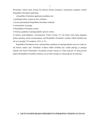 LIETUVOS RESPUBLIKOS PREZIDENTO FUNKCIJOS IR IŠSKIRTINIS TEISINIS STATUSAS. Paveikslėlis 8