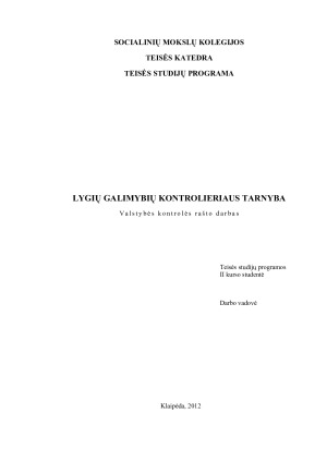 LYGIŲ GALIMYBIŲ KONTROLIERIAUS TARNYBA