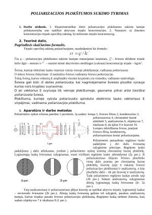 Poliarizacijos plokštumos sukimo tyrimas. Paveikslėlis 1