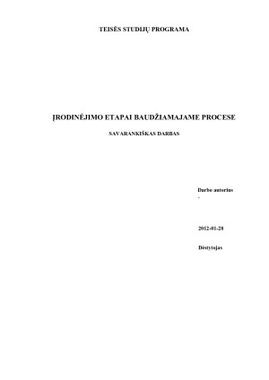 ĮRODINĖJIMO ETAPAI BAUDŽIAMAJAME PROCESE