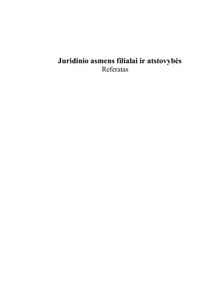 Juridinio asmens filialai ir atstovybės