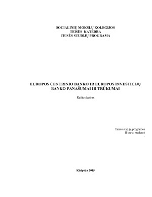 EUROPOS CENTRINIO BANKO IR EUROPOS INVESTICIJŲ BANKO PANAŠUMAI IR TRŪKUMAI