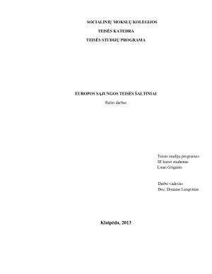 EUROPOS SĄJUNGOS TEISĖS ŠALTINIAI