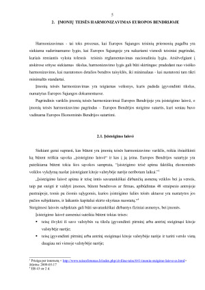 ĮMONIŲ TEISĖS HARMONIZAVIMAS EUROPOS BENDRIJOJE. Paveikslėlis 5