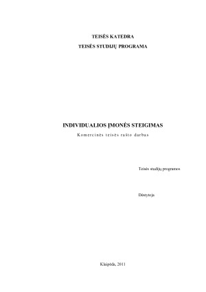 INDIVIDUALIOS ĮMONĖS STEIGIMAS. Paveikslėlis 1