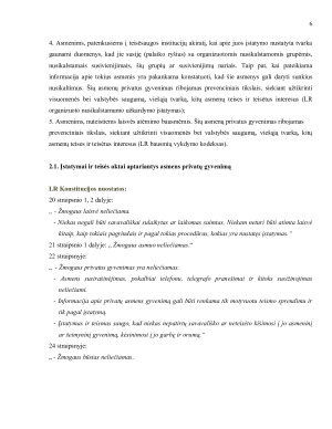 Asmens privatus gyvenimas, neliečiamumas ir apsauga LR Konstitucijoje. Paveikslėlis 6