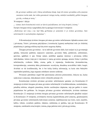 Asmens privatus gyvenimas, neliečiamumas ir apsauga LR Konstitucijoje. Paveikslėlis 7