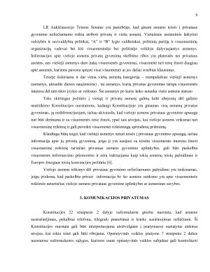 Asmens privatus gyvenimas, neliečiamumas ir apsauga LR Konstitucijoje. Paveikslėlis 9