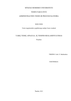 AUDITO TEISINIS REGLAMENTAVIMAS LIETUVOJE