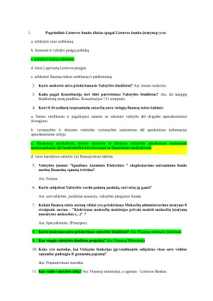 Viešųjų finansų teisė. Konspektas. Egzamino klausimai