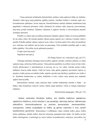 KOMUNIKAVIMO KOMPETENCIJOS UGDYMO METODAI IR BŪDAI IKIMOKYKLINIO AMŽIAUS TARPSNYJE. Paveikslėlis 8