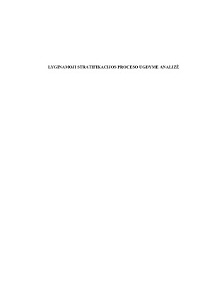 LYGINAMOJI STRATIFIKACIJOS PROCESO UGDYME ANALIZĖ
