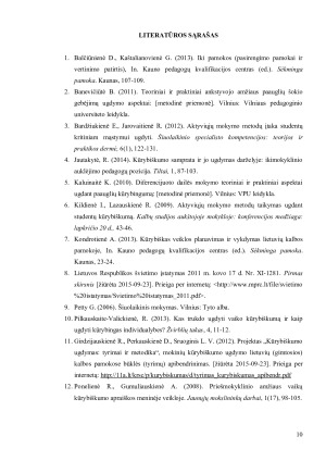 MOKYMO(SI) METODŲ, ORIENTUOTŲ Į INICIATYVUMO IR KŪRYBIŠKUMO KOMPETENCIJŲ UGDYMĄ, TAIKYMAS. Paveikslėlis 10