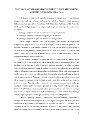 MOKYMO(SI) METODŲ, ORIENTUOTŲ Į INICIATYVUMO IR KŪRYBIŠKUMO KOMPETENCIJŲ UGDYMĄ, TAIKYMAS. Paveikslėlis 5