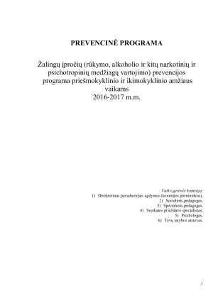 PREVENCINĖ PROGRAMA