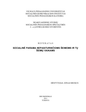 SOCIALINĖ PARAMA NEPASITURINČIOMS ŠEIMOMS IR TŲ ŠEIMŲ VAIKAMS