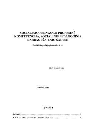 SOCIALINIO PEDAGOGO PROFESINĖ KOMPETENCIJA, SOCIALINIS PEDAGOGINIS DARBAS UŽSIENIO ŠALYSE