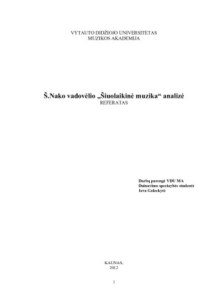 Š.Nako vadovėlio „Šiuolaikinė muzika“ analizė