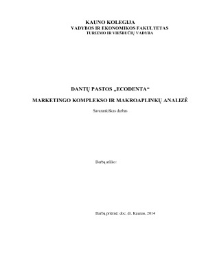 DANTŲ PASTOS „ECODENTA“ MARKETINGO KOMPLEKSO IR MAKROAPLINKŲ ANALIZĖ