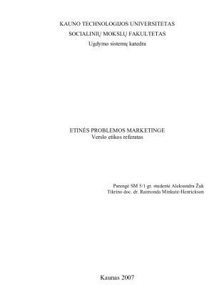 ETINĖS PROBLEMOS MARKETINGE. Paveikslėlis 1