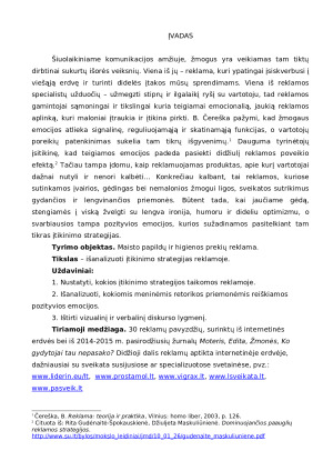 ĮTIKINIMO STRATEGIJOS MAISTO PAPILDŲ IR HIGIENOS PRIEMONIŲ REKLAMOJE. Paveikslėlis 2