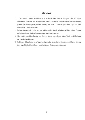 PREKĖS „COCA - COLA“ MARKETINGO ANALIZĖ. Paveikslėlis 8