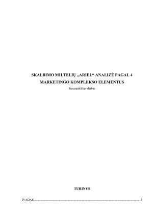 SKALBIMO MILTELIŲ „ARIEL“ ANALIZĖ PAGAL 4 MARKETINGO KOMPLEKSO ELEMENTUS