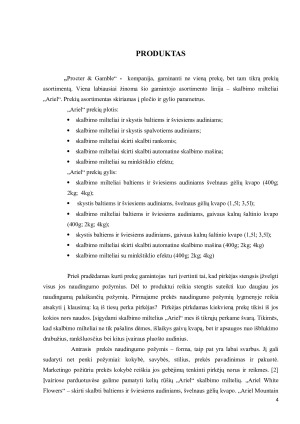 SKALBIMO MILTELIŲ „ARIEL“ ANALIZĖ PAGAL 4 MARKETINGO KOMPLEKSO ELEMENTUS. Paveikslėlis 4