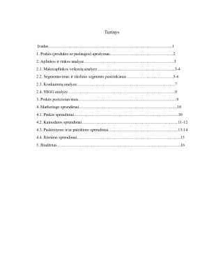 TUŠINUKO SU LEMPUTE ĮVEDIMO Į RINKĄ MARKETINGO SPRENDIMAI. Paveikslėlis 2