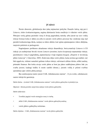 UAB ,,Subalansuotas maistas“  įmonės verslo galimybių vertinimas. Paveikslėlis 3