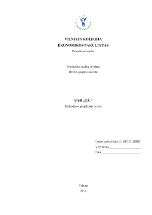 UAB „GŽ.“ Rinkodaros projektinis darbas