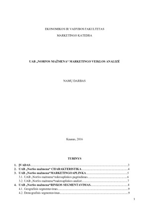 UAB „NORFOS MAŽMENA“ MARKETINGO VEIKLOS ANALIZĖ