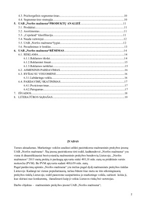 UAB „NORFOS MAŽMENA“ MARKETINGO VEIKLOS ANALIZĖ. Paveikslėlis 2