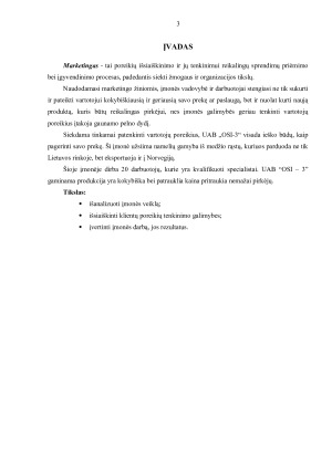 UAB „OSI-3” marketingo planas. Paveikslėlis 3